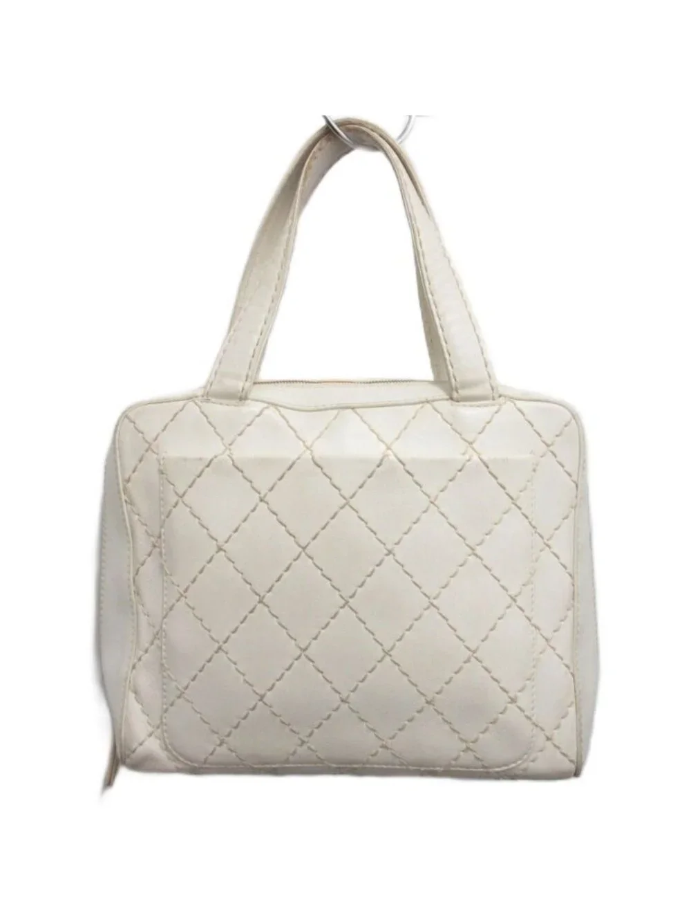 Chanel CC Logo Wild Stitch Tote Quilted Gold Leather